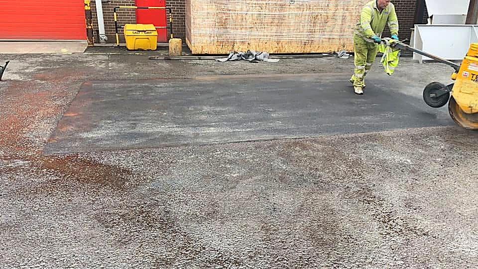 Commercial surfacing work with roller